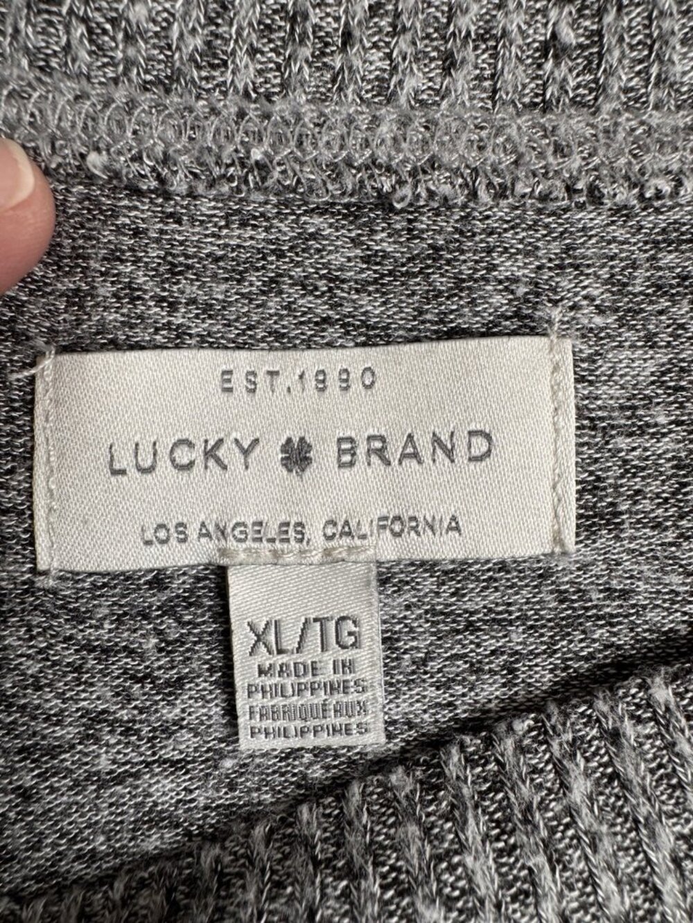 Lucky Brand Crewneck Sweatshirt Womens XL Gray Soft Knit Long Sleeve Banded Hem - Picture 3 of 6